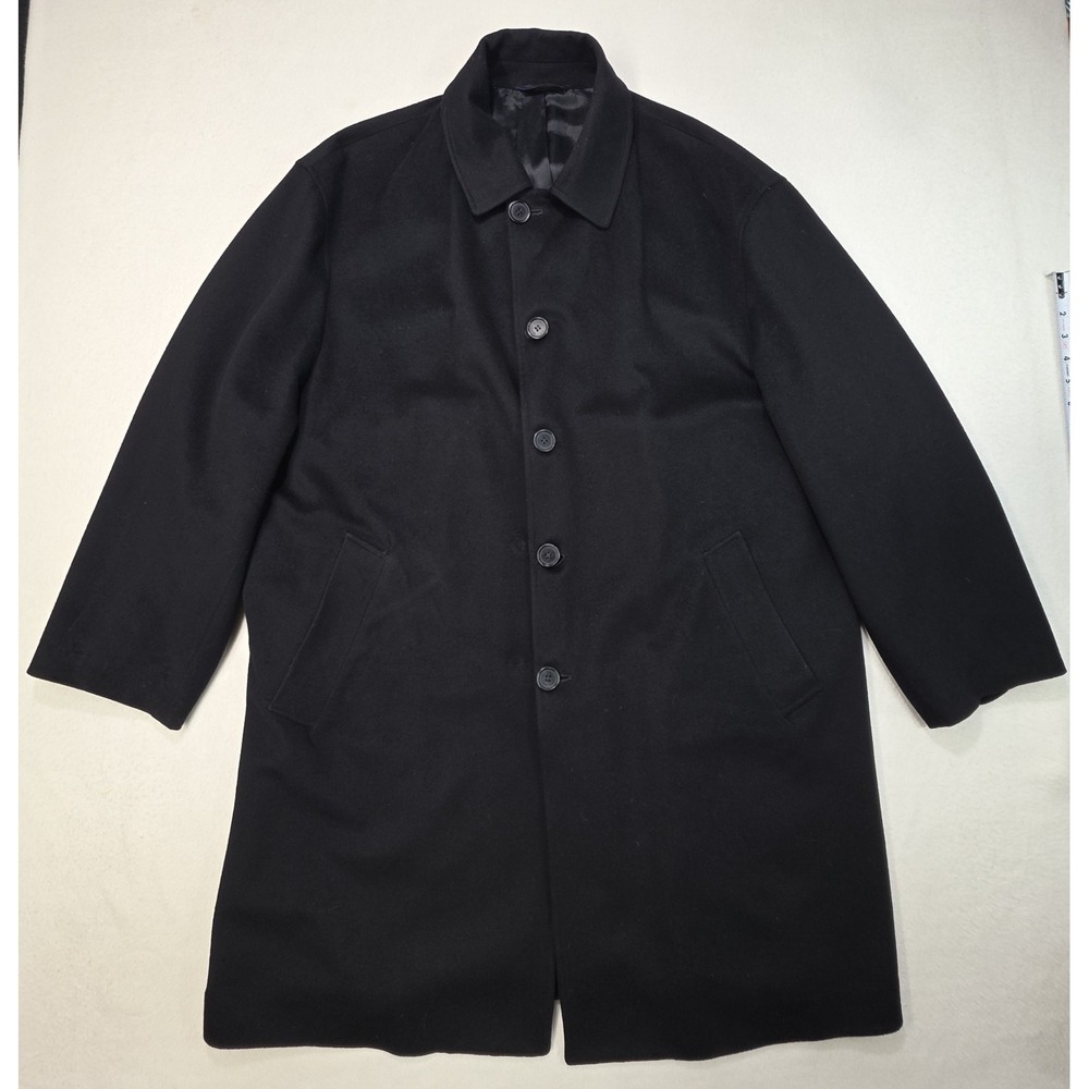 Brooks Brothers Loro Piana Storm System Overcoat Mens 42R Black Superfine Wool